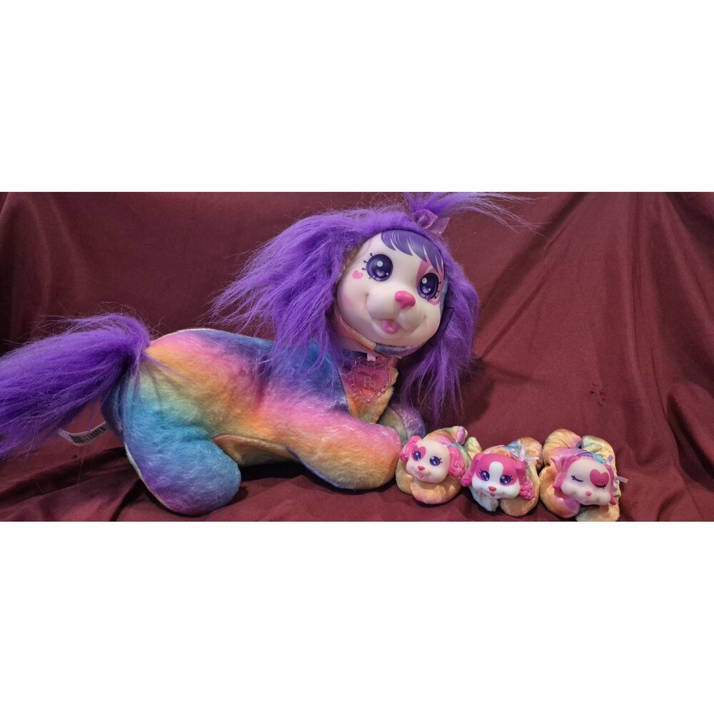 Puppy Surprise Rainbows and Hearts Cherry and Her 3 Puppies Dog Stuffed Animal